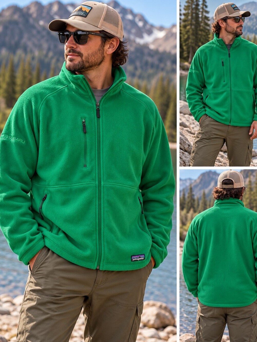 Patagonia Synchilla Fleece Jacket Men’s 3XL Green Subaru Gorpcore Hiking Outdoor